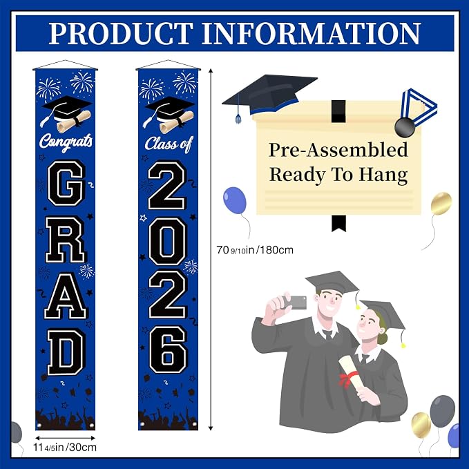 Graduation Decorations 2026 Porch Banner, Congrats Grad Class of 2026 Banner - Image 3