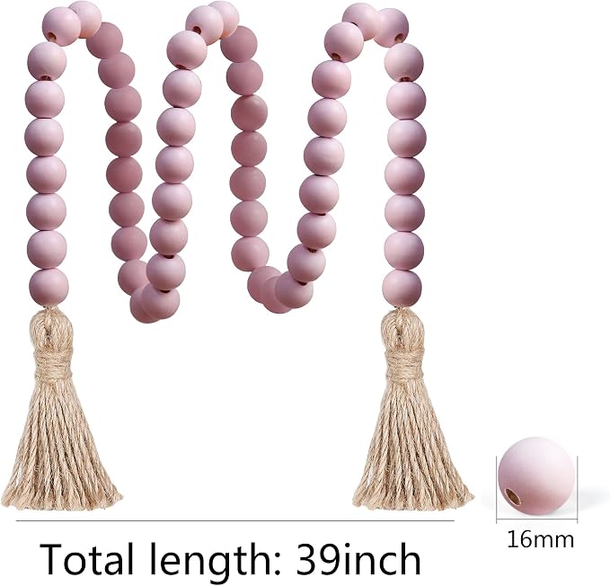 Meplait 39in Wood Bead Garland, Farmhouse Beads - Image 6