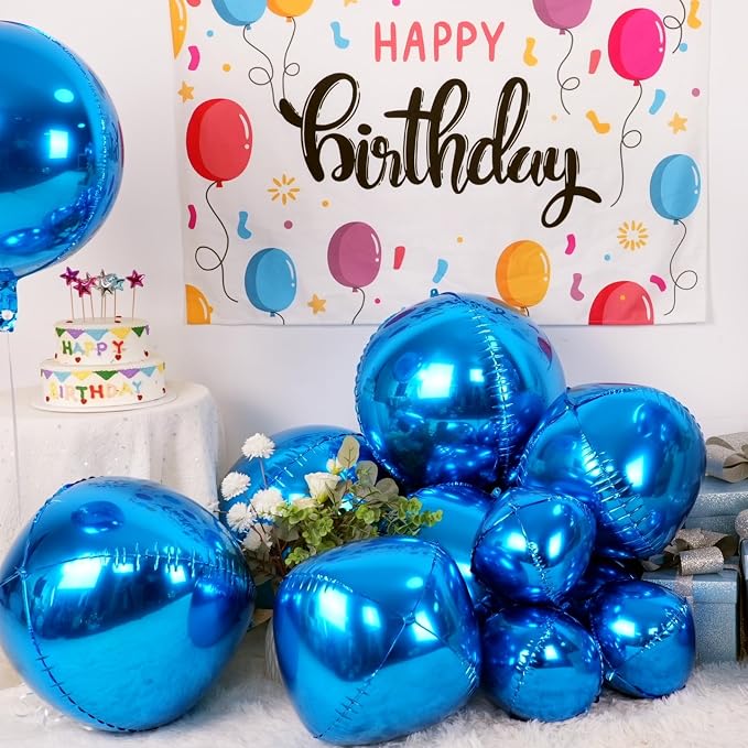 12Pcs Dark Blue Round Foil Balloons, Metallic Blue Foil Balloon - Image 3