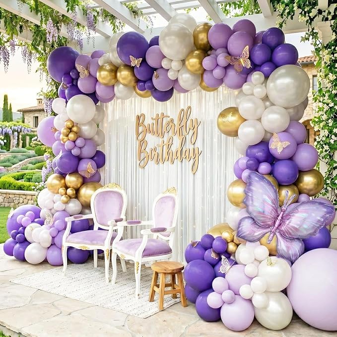 Double Stuffed Purple Balloon Arch Garland Kit by Olamivra