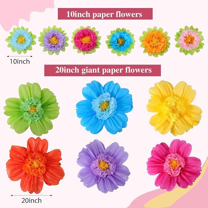 TaoBary Large Colorful Tissue Paper Flowers Giant Fiesta Paper Pom Poms - Image 2