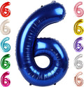 6 Balloon Numbers Birthday Decorations, 40In Navy Blue Balloons by Mluchee