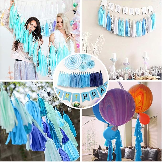 Yellow Tissue Paper Tassel Garland DIY Hanging Paper Decorations - Image 6