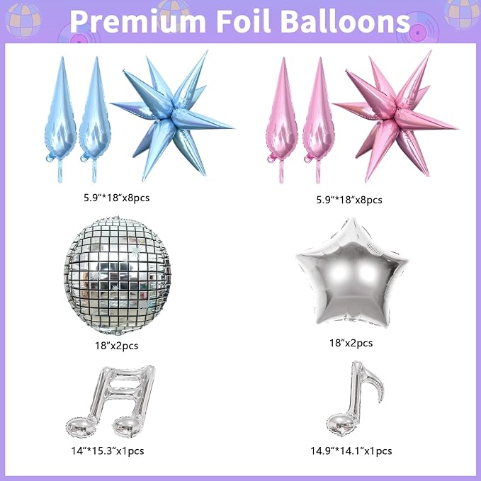 JOGAMS 184Pcs Silver Blue Pink and Purple Balloon Arch Kit - Image 3