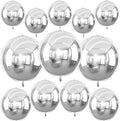 12Pcs Silver Round Foil Balloons, Metallic Silver Foil Balloon by vibzox