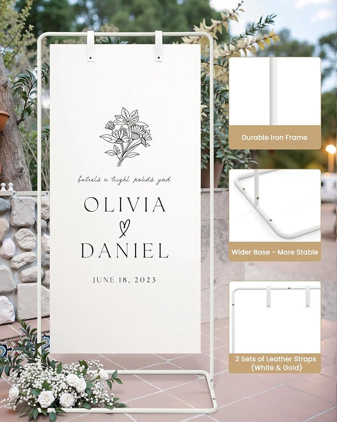 Wedding Welcome Sign Stand, Welcome to our Wedding Sign Holder, Linen Sign Stand - Image 4