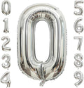 Silver Number 0 Balloon, 40 Inch Large Number Foil Mylar Balloons by PatiCool
