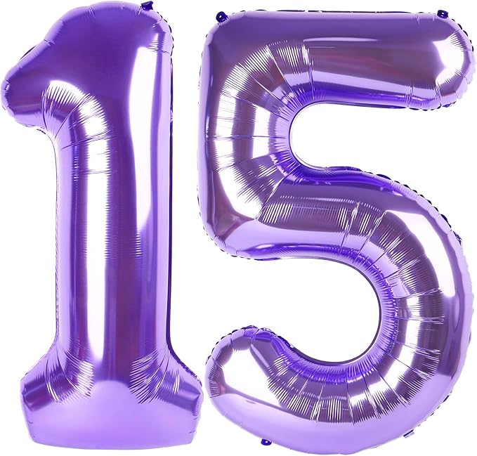 15 Balloon Number 40 Inch Purple Balloons by Mluchee