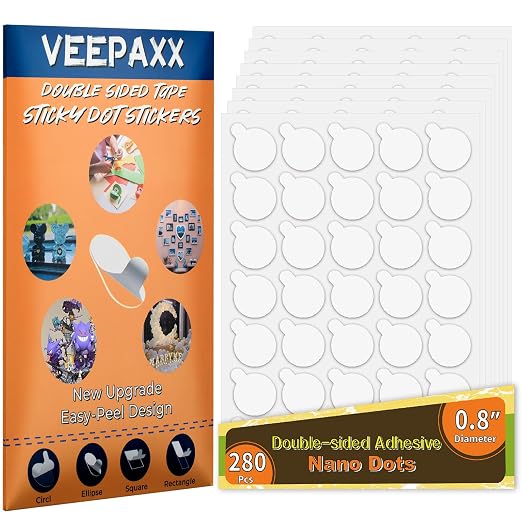 280Pcs Double Sided Adhesive Dots, Removable Clear Dots Sticky Tack, Waterproof by Veepaxx