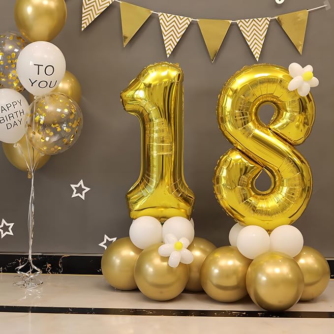 40 Inch Gold Number Balloons, Helium Mylar Foil Number Balloons - Image 5