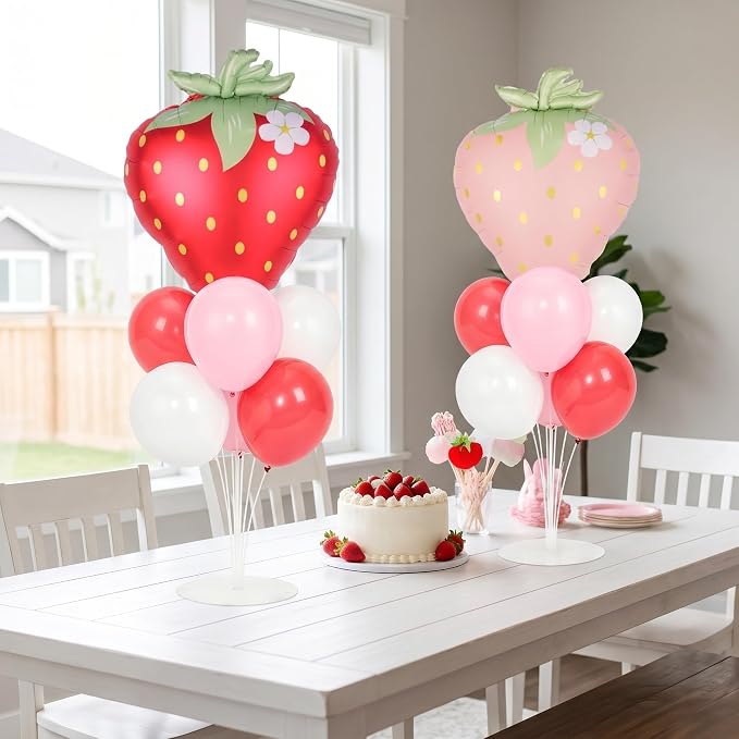 Strawberry Party Balloons Stand Kit 2 Sets, Balloon Table Centerpieces - Image 8