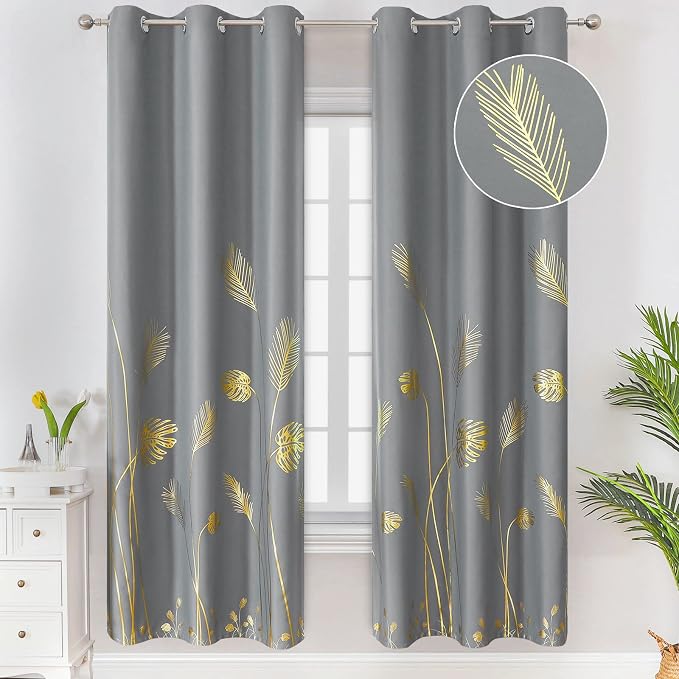 Grey Blackout Curtains for Bedroom 72 inch Long by ESTELARTEXTILER
