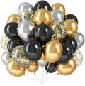 Jobkoo Black Gold Balloons, Metallic Gold Silver Black Latex Balloon by Jobkoo