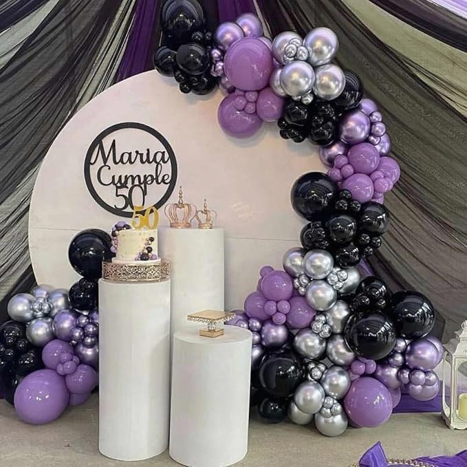 Purple and Black Balloon Arch Garland Kit 153pcs - Image 4