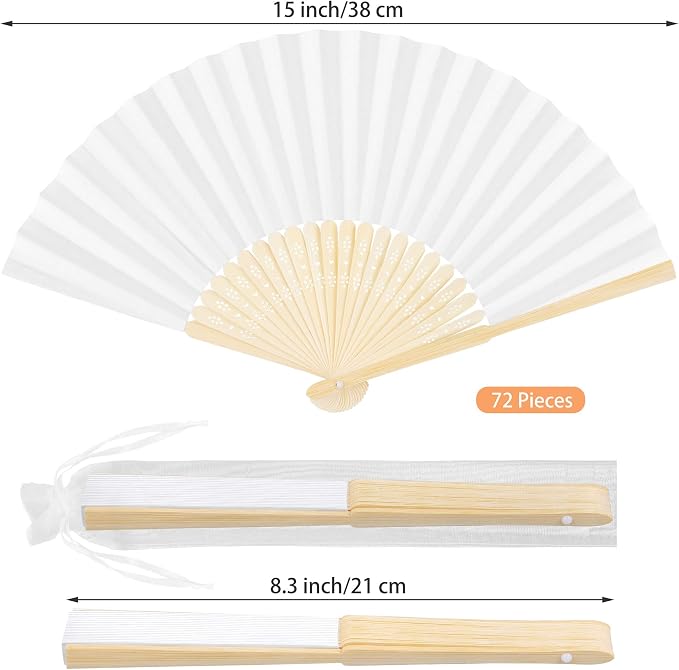 Aodaer 72 Pieces White Folding Fans - Image 2
