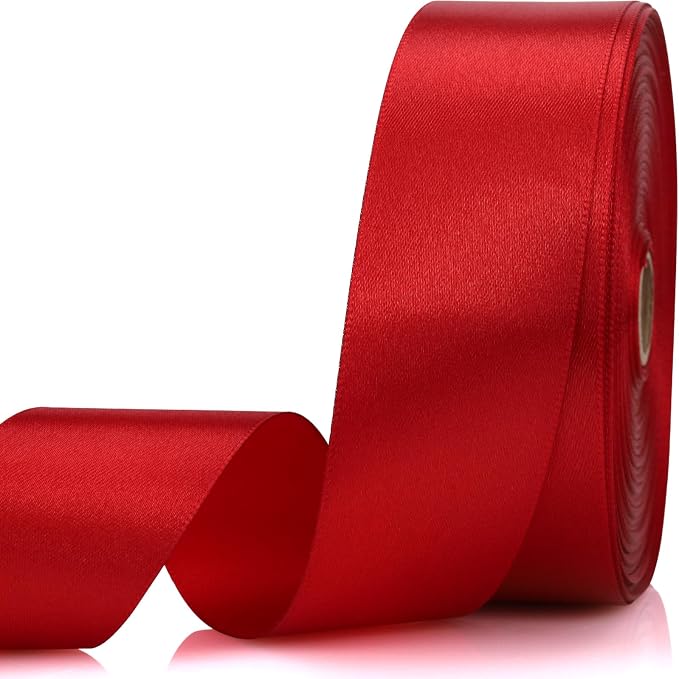 1-1/2 Inch 60 Yards Wine red Solid Satin Ribbon by Unknown