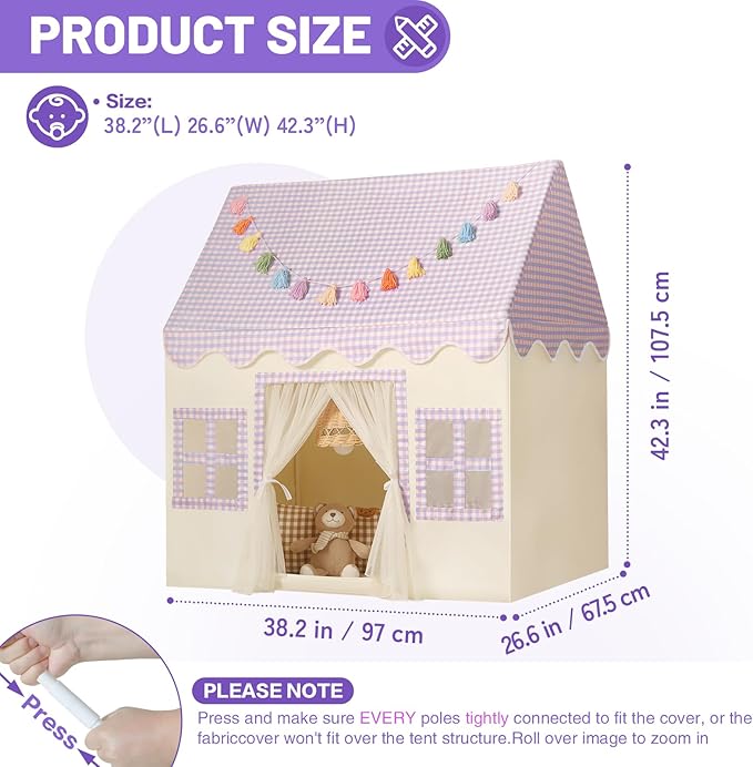 Kids Play Tent Indoor: Mat, Tassel Garland - Image 2