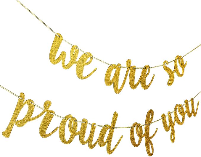 2026 Graduation Banner Party Decorations Gold Glitter We are So Proud of You - Image 2