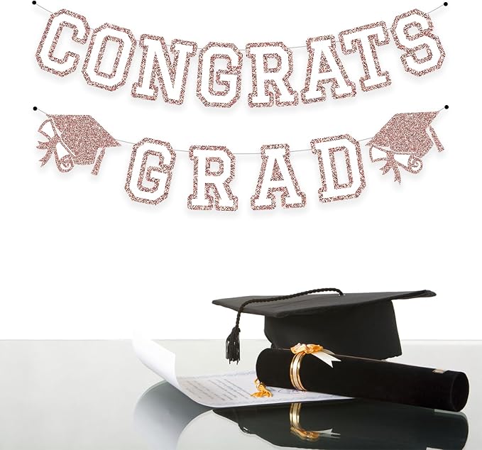 Congrats Grad Banner Graduation Party Banner Decoration Hanging Garland High - Image 3