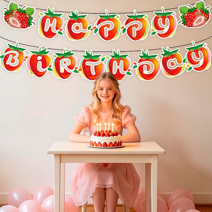 MEETINGU Happy Birthday Strawberry Sign - Image 5