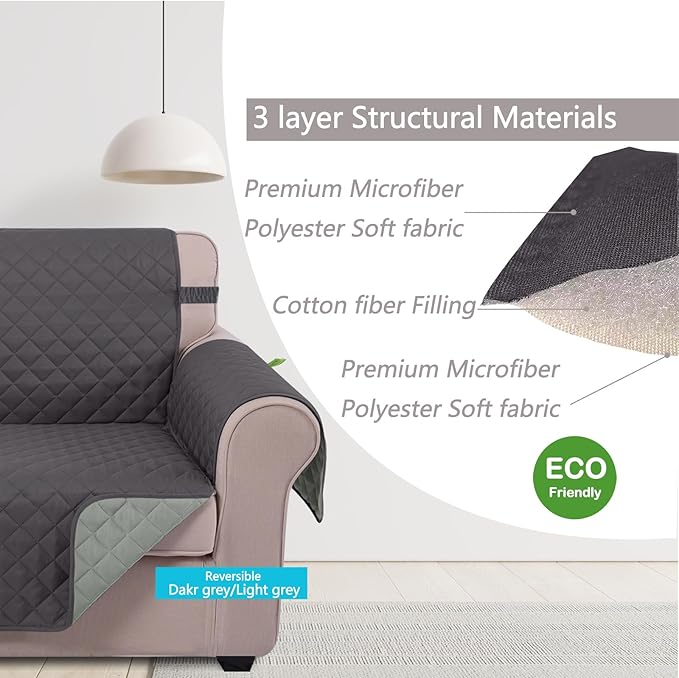 U-NICE HOME Reversible 23''Recliner Small Chair Cover, Dark Grey/Light Grey | - Image 5