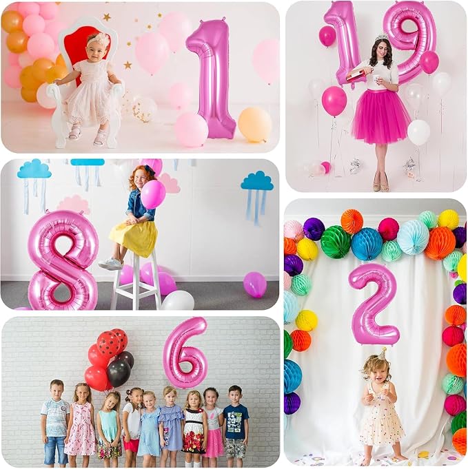 Pink Number Balloons, Large Hot pink Number 7 Balloon 40 Inch Pink 7 Balloon - Image 5