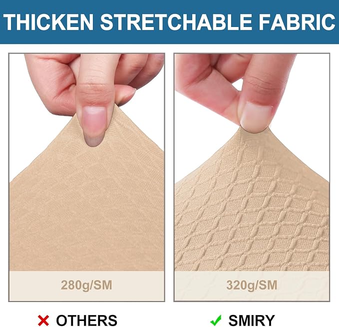 Smiry Waterproof Seat Covers for Dining Room Chairs, No Rear Covers | Stretch - Image 4