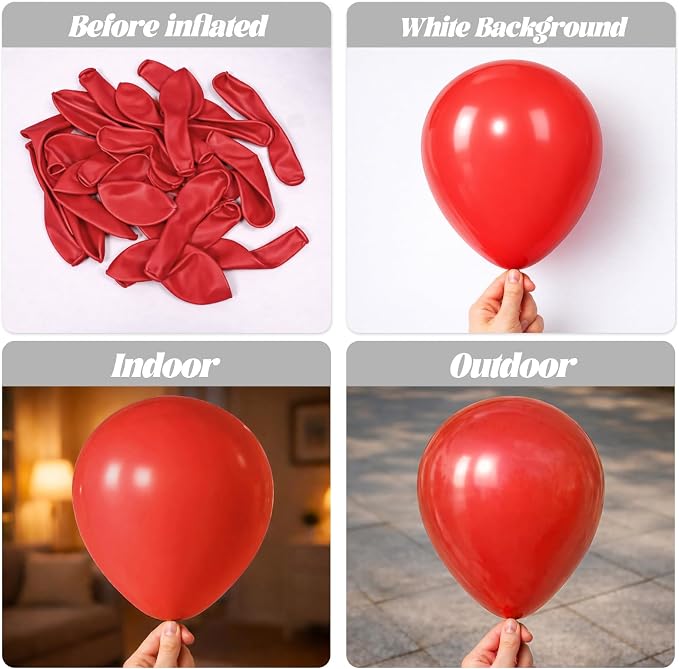 Voircoloria 110pcs Red Latex Party Balloons, 12inch | - Image 3