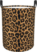 Leopard Cheetah Round Laundry Hamper Wildlife Fur Print Storage Basket Toys by Gbuzozie