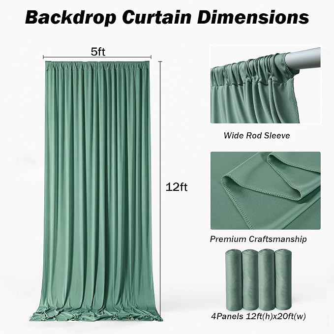 20x12 ft Sage Green Backdrop Curtains - Image 7