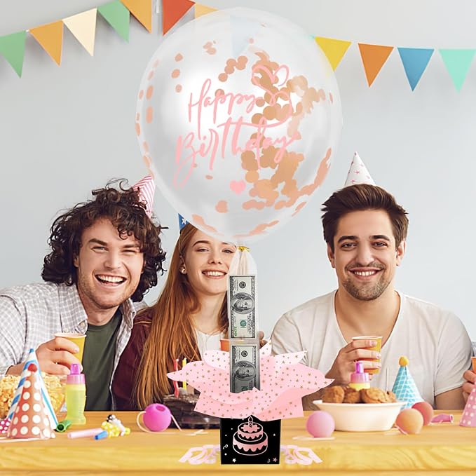 UQM Birthday Money Box for Cash Gift Pull, Funny Pull Money Balloon Box | Happy - Image 5