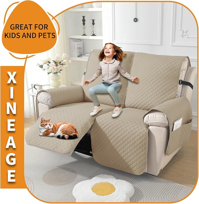 XINEAGE Water Resistant Recliner Cover, 2 Seat Loveseat Covers - Image 6