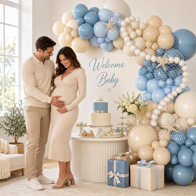 174PCS Blue and White Balloon Arch Kit, Ocean Theme Balloon Garland Kit - Image 4