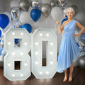 Marquee Numbers 4 Feet Tall Big Light Up Numbers 80th Birthday Decorations Women Men White Anniversary Party Decor Large Cardboard Prop Backdrop Sign 80