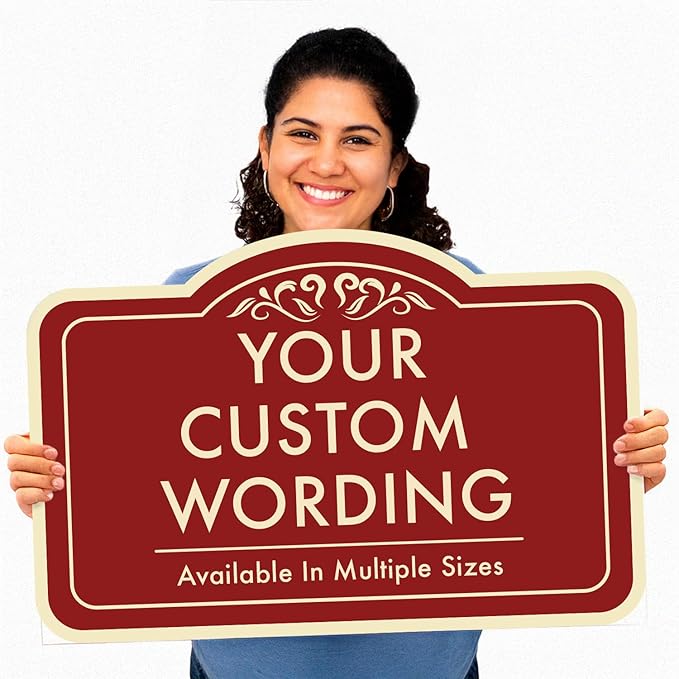 Custom Outdoor Decorative Metal Signs, Personalized Aluminum Sign, Driveway Sign - Waterproof, USA Made - Design 'Red Brick' 30x24 In