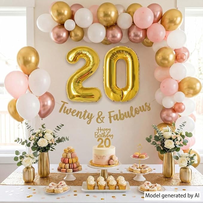 Gold Number 20 Balloon 40 Inch, Shiny Foil Decor - Image 3