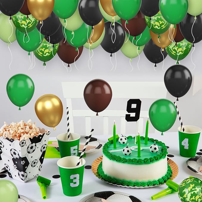Green and Brown Balloons, 12 Inch Camo Balloons Brown, Sage Green and Metallic - Image 3