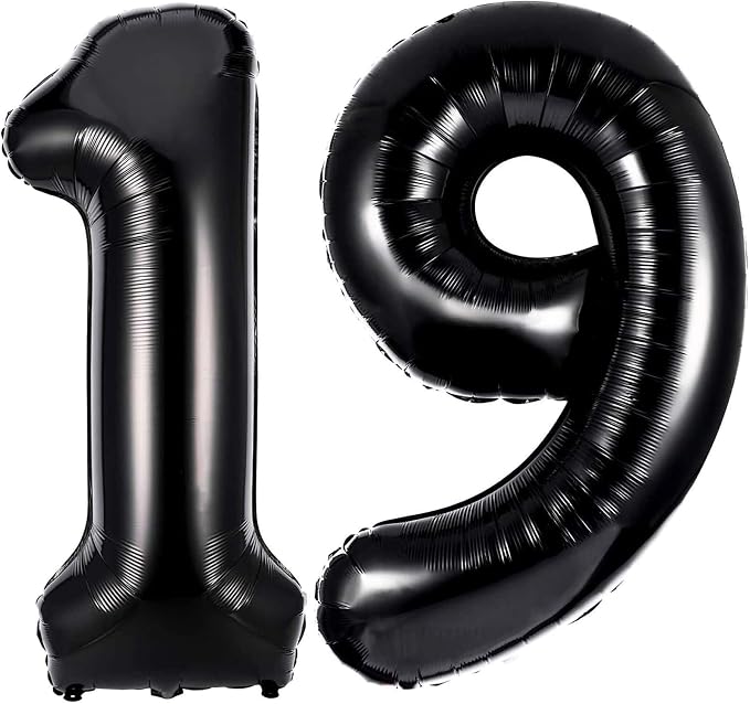 40 Inch Black 19 Balloons Giant Number 19 Balloons Black 19 Birthday Balloons by LHOAVWE
