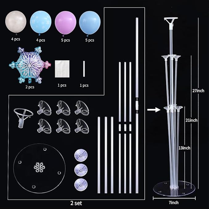 Snow Balloon Table Centerpiece Stand Kit 2 Sets - Image 3