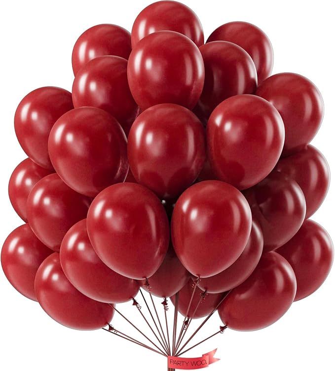 PartyWoo Burgundy Balloons 100pcs Dark Red Maroon Ruby Red Color | 12 Inch by PartyWoo