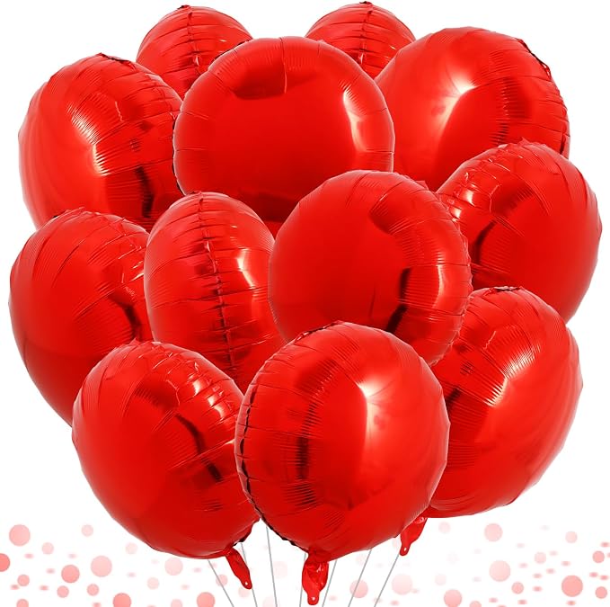 TONIFUL 30Pcs 18 Inch Round Balloons Large Red Round Shape Foil Ballons Big Red by TONIFUL