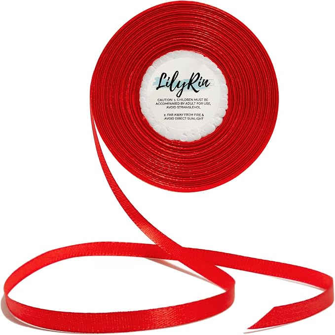 Red Ribbon 1/4 Inches 36 Yards Satin Roll Perfect by LilyRin