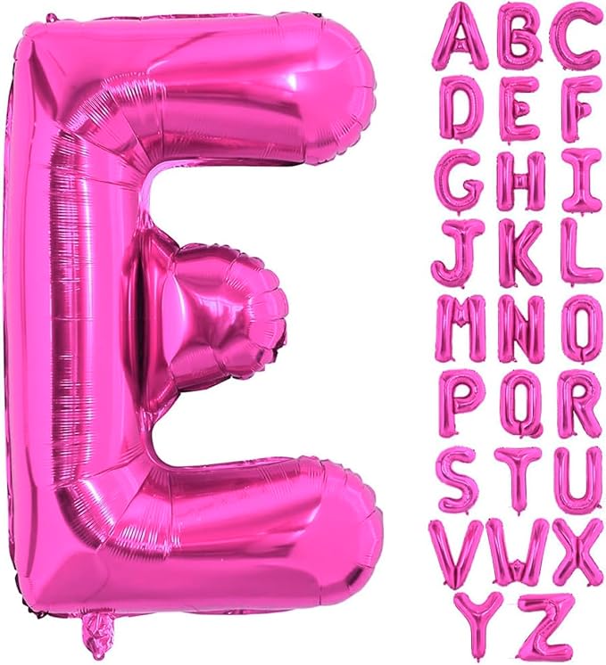 Hot Pink Letter E Balloons, E Letter Balloon 40 Inch Foil E Balloon | Hot Pink by BBPOOL