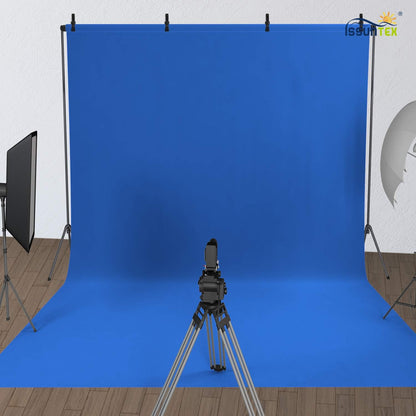 ISSUNTEX 9X15 ft Background Polester Backdrop, Photo Studio, Collapsible High Density Screen for Video Photography and Television-Blue