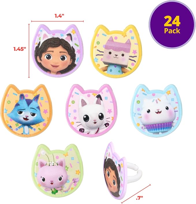 DecoPac DreamWorks Gabby's Dollhouse Rings, 24 Cupcake Decorations Featuring - Image 4