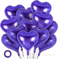 12 Pcs Purple Heart Balloons, 18 Inch Heart Foil Balloons Love Balloon by YOTHORN
