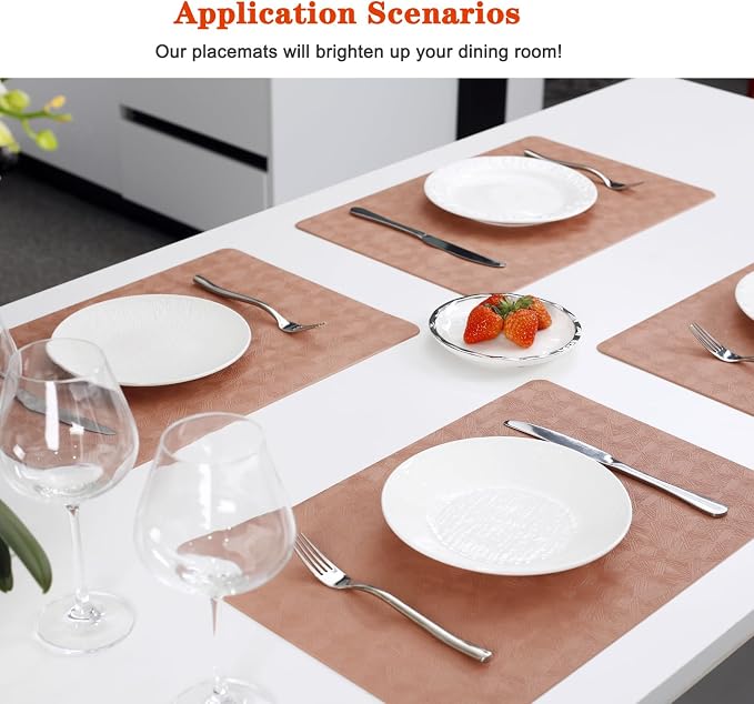 Vinyl Placemats Set of 8 Heat Resistant Easy Clean Non-Slip Place Mats - Image 2