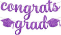 KatchOn Glitter Congrats Grad Banner Purple 10 Feet | No DIY, Graduation Banner by KatchOn