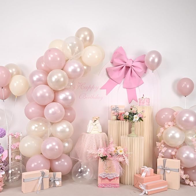 Dusty Pink Balloons, 12 Inch Double Stuffed Blush Pale Light Pink and Pearl - Image 7
