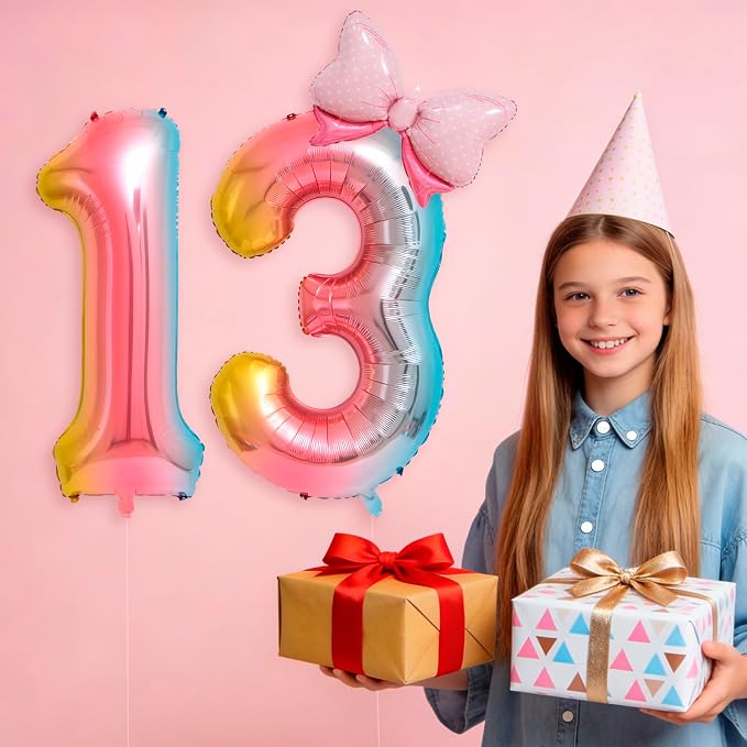 40-Inch Number 3 Gradient Giant Number Balloons And Mini Bow Balloons Foil - Image 4
